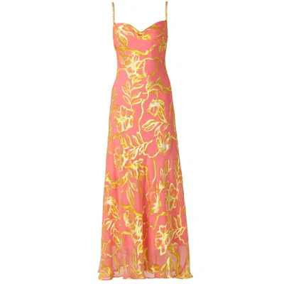 Sacha Drake Women's Rose Gold Peach Pheasant Dress