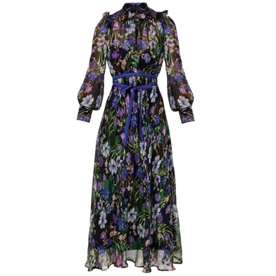 Sacha Drake Women's Violetta Midi Dress In Violet Floral In Blue
