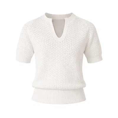 Sacha Drake Women's White Henley Knit Top In Ivory