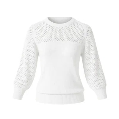 Sacha Drake Women's White Three Quarter Sleeve Ripple Knit Top In Ivory
