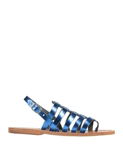 Sachet Woman Thong Sandal Blue Size 8 Leather