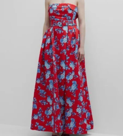 Pre-owned Sachin & Babi $850  Women's Red Brielle Floral Strapless Dress Size 14