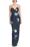 Sachin & Babi Alta Floral A-line Gown In Night Sky Blue Oculata