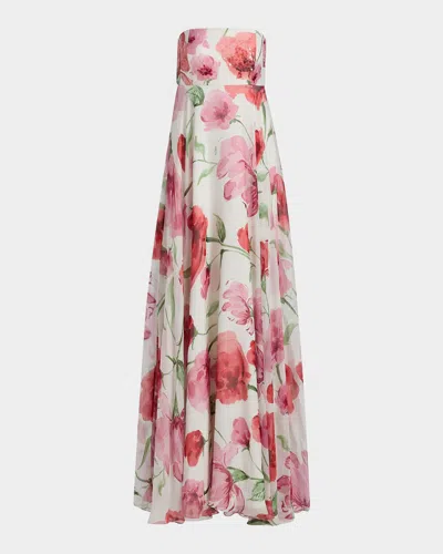 Sachin & Babi Ames Floral Strapless A-line Gown In Multi