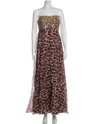 Pre-owned Sachin & Babi Animal Print Long Dress In Multi