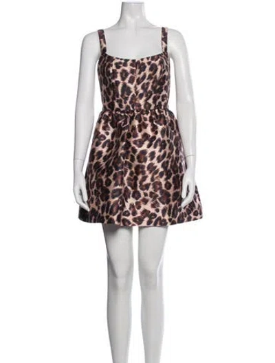Pre-owned Sachin & Babi Animal Print Mini Dress In Brown