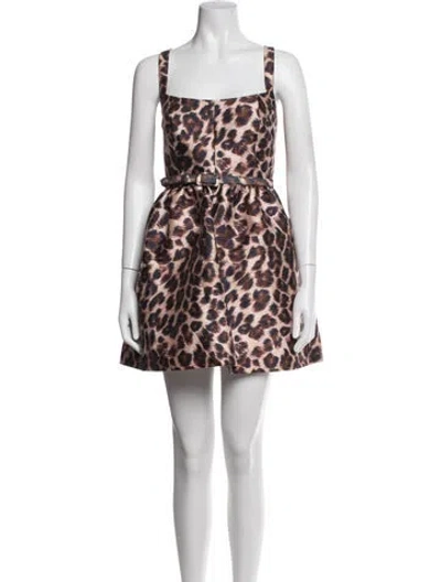 Pre-owned Sachin & Babi Animal Print Mini Dress In Brown