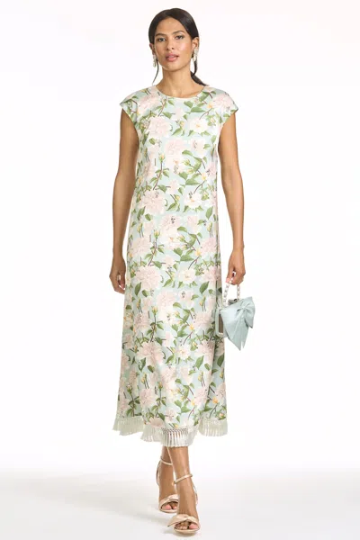 Sachin & Babi Annette Mint Green Floral Midi Sheath Dress In Celadon Sweetbriar