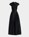 Sachin & Babi Arden Pleated Sequin Tweed & Mikado Gown