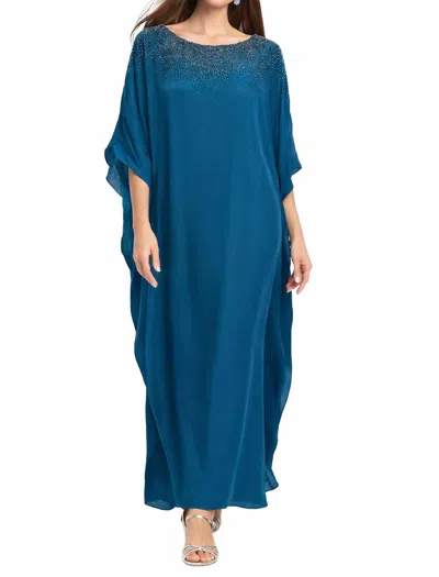 Sachin & Babi Arna Kaftan Beaded Gown In Teal In Blue