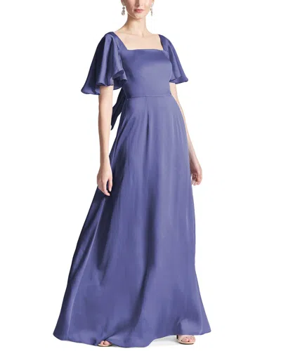 Sachin & Babi Aurora Flutter Sleeve Gown In Deep Cobalt In Purple