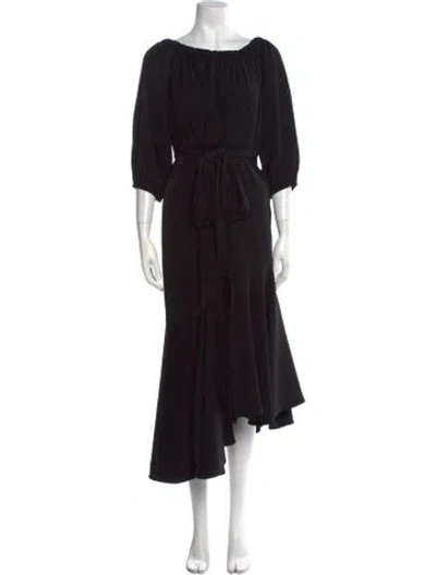Pre-owned Sachin & Babi Bateau Neckline Midi Length Dress In Black