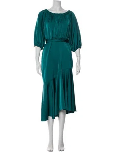 Pre-owned Sachin & Babi Bateau Neckline Midi Length Dress In Green