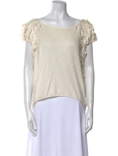 Pre-owned Sachin & Babi Bateau Neckline Short Sleeve Top In Neutral