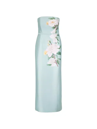 Sachin & Babi Sophia Floral Bead Embellished Mikado Strapless Gown In Blue