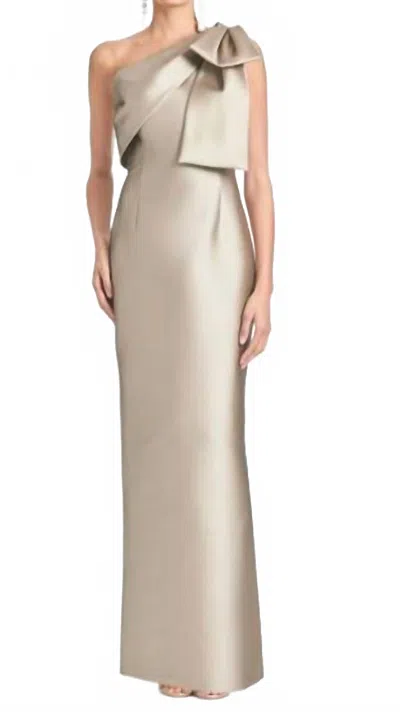 Sachin & Babi Bonnie One Shoulder Mikado Column Gown In Pewter In Brown