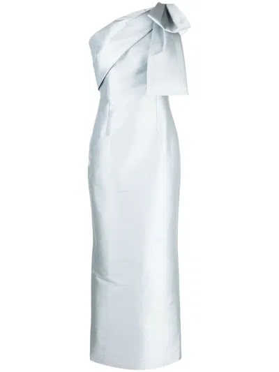 Sachin & Babi Bonnie Satin-finish Gown In Silver