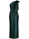 Sachin & Babi Bonnie One-shoulder Bow Column Gown In Green