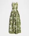Sachin & Babi Brooke Pleated Floral-print Mikado Gown