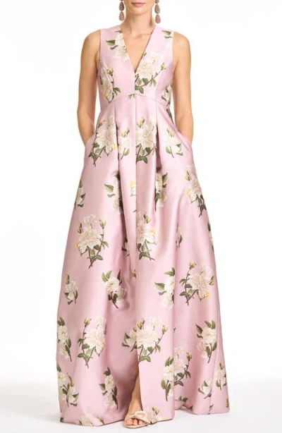 Sachin & Babi Brooklynne Floral Sleeveless Gown In Pink