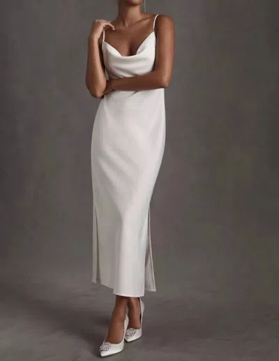 Sachin & Babi Cali Satin Cowl Neck Midi Dress In Ivory In Multi