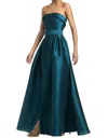 Sachin & Babi Ceri Strapless Ball Gown In Deep Teal In Blue