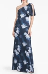 Sachin & Babi Chelsea Floral One-shoulder Georgette Gown