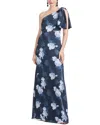 Sachin & Babi Chelsea Floral One-shoulder Georgette Gown