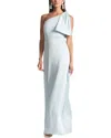 Sachin & Babi One Shoulder Bow Chelsea Gown In Ice Blue In Blue