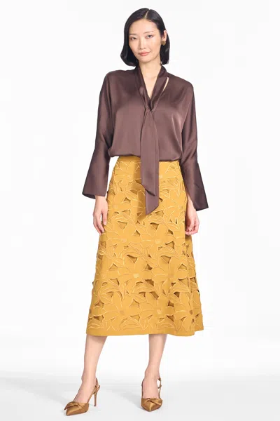 Sachin & Babi Clea Yellow Crepe Midi A-line Skirt In Saffron