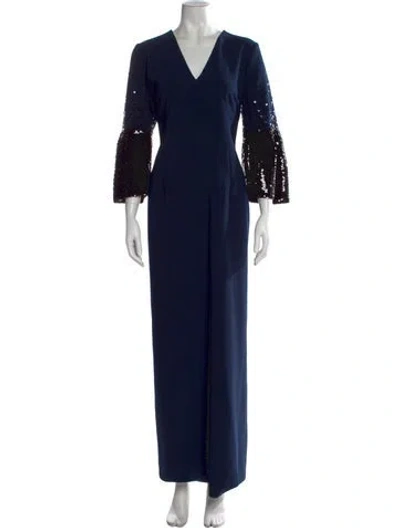 Pre-owned Sachin & Babi Colorblock Pattern Long Dress In Blue