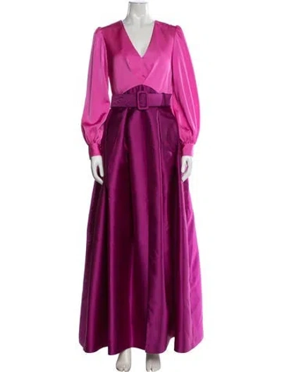 Pre-owned Sachin & Babi Colorblock Pattern Long Dress In Pink
