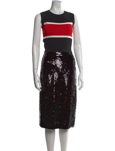 Pre-owned Sachin & Babi Colorblock Pattern Midi Length Dress In Black