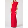 Sachin & Babi Cosette Bow One-shoulder Column Gown In Red