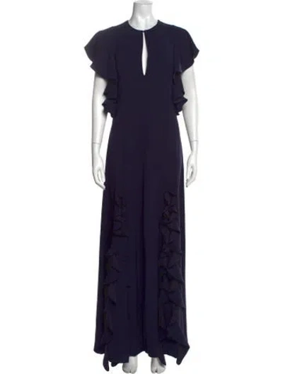 Pre-owned Sachin & Babi Crew Neck Long Dress In Blue