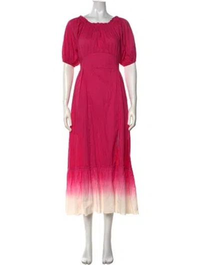Pre-owned Sachin & Babi Crew Neck Long Dress In Pink/white