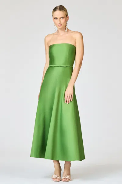 Sachin & Babi Darian Green Silk Gazaar Fit And Flare Dress In Green Garnet