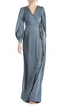 Sachin & Babi Dorthea Sequin Trim Gown In Grey In Gray