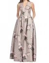 Sachin & Babi Embellished Brooke Gown In Pewter English Rose In Multi