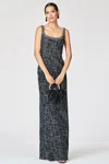 Sachin & Babi Embellished Tweed Lana Gown In Gray