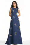 Sachin & Babi Embroidered Rani Gown In Blue