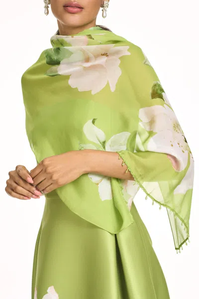 Sachin & Babi Emmy Green Embellished Silk Chiffon Scarf In Peridot Soiree