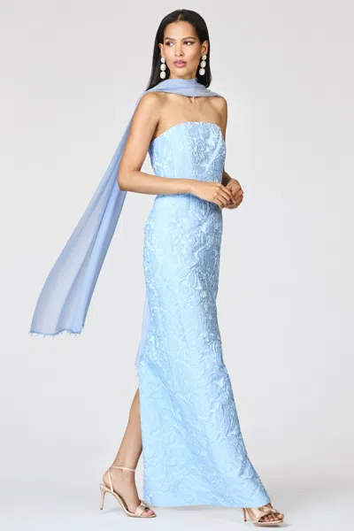 Sachin & Babi Emmy Ice Blue Embellished Silk Chiffon Scarf