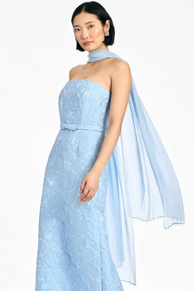Sachin & Babi Emmy Sky Blue Embellished Silk Chiffon Scarf