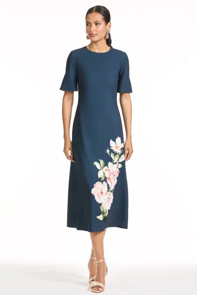 Sachin & Babi Fairfield Navy Floral Crepe A-line Dress In Navy Raceme