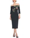 Sachin & Babi Fatima Off-shoulder Embroidered Midi Dress In Black