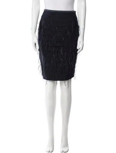Pre-owned Sachin & Babi Feather Trim Knee-length Skirt In Blue