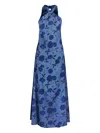 Sachin & Babi Floral-pattern Halterneck Maxi Dress In Blue