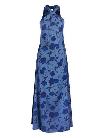 Sachin & Babi Floral-pattern Halterneck Maxi Dress In Blue