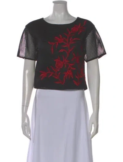 Pre-owned Sachin & Babi Floral Print Crew Neck Crop Top In Gray